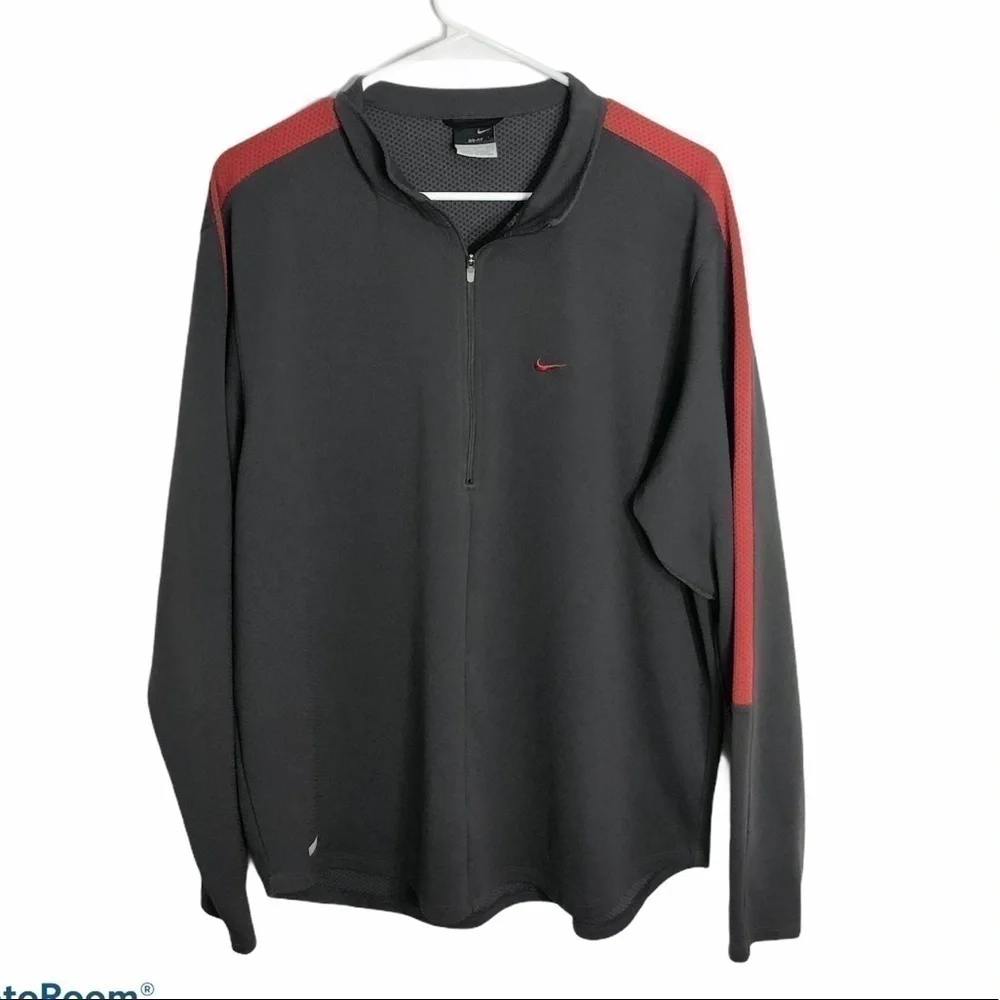 Nike Pullover Men’s Gray 1/2 Zip Red Shirt Top